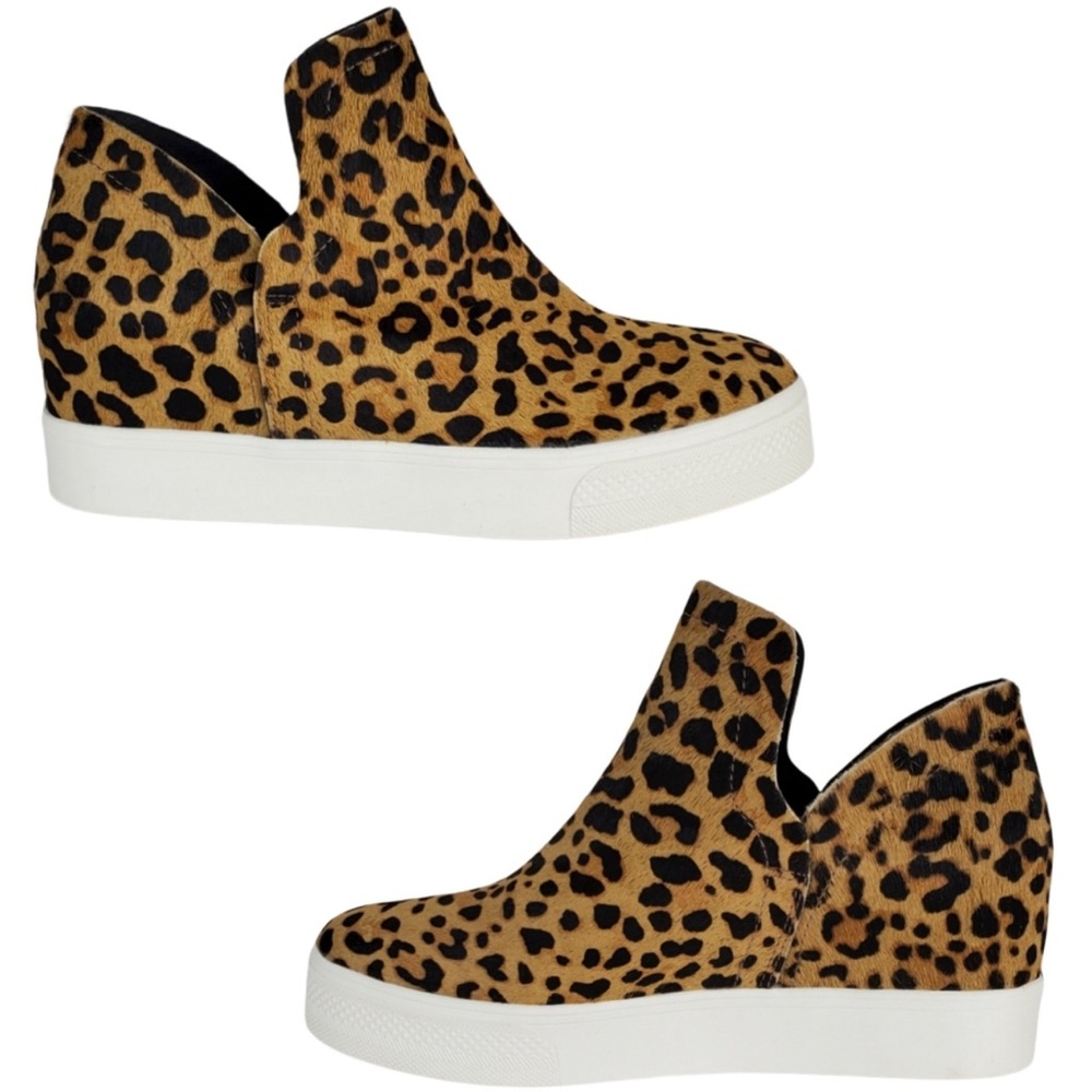 *LIKE NEW* STEVE MADDEN Wrangle Platform Wedge Sneaker Cheetah Print Cow Hair —8 - Picture 10 of 16